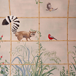 Обои ручная роспись Trellised Menagerie Standard colourway on scenic paper варинант исполнения - 1 | Loft Concept в Саратове