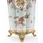 Ваза голубого цвета из фарфора с цветочным рисунком и бронзовой стрекозой Blue Garden варинант исполнения - 3 | Loft Concept в Саратове