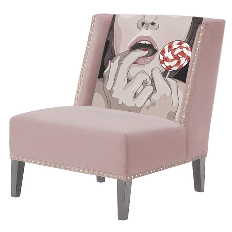 FUN Armchair Lollipop Pink Дизайнерское кресло с цветным принтом Розовый пастельный в Саратове | Loft Concept 