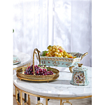 Блюдо овальное с ручкой и голубым фарфоровым дном с цветочным рисунком Blue Garden варинант исполнения - 5 | Loft Concept в Саратове