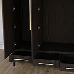 Большой Шкаф Primo Темный орех с 3 дверьми и 3 выдвижными ящиками варинант исполнения - 7 | Loft Concept в Саратове