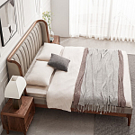 Кровать двуспальная с мягким изголовьем Moon Walnut Bed варинант исполнения - 4 | Loft Concept в Саратове