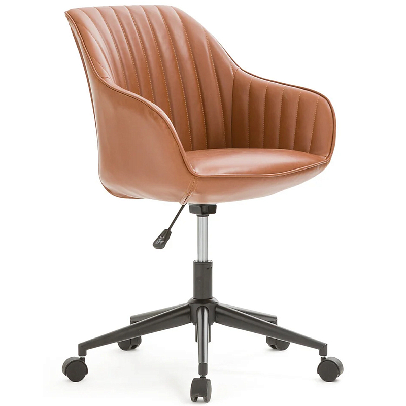 Вращающееся кресло на колёсах Alis Chair Коричневый Черный Хром в Саратове | Loft Concept 
