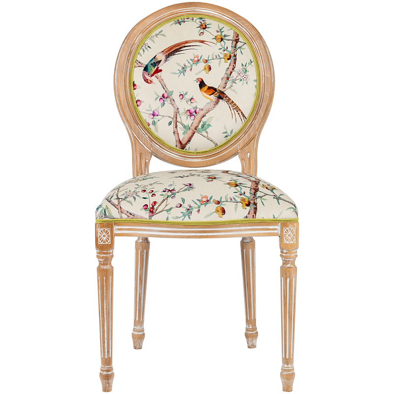 Стул из массива бука бежевый с изображением птиц и цветов Beige Green Chinoiserie Peach Garden Chair Мульти Бежевый Салатовый Стул из массива бука бежевый с изображением птиц и цветов Beige Green Chinoiserie Peach Garden Chair Мульти Бежевый Салатовый в Саратове | Loft Concept