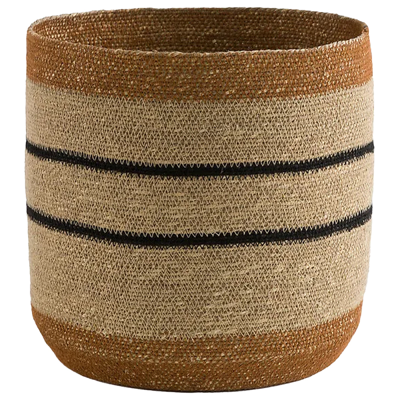 Плетеная корзина в полоску Okiro Wicker Basket Коричневый Бежевый Черный Плетеная корзина в полоску Okiro Wicker Basket Коричневый Бежевый Черный в Саратове | Loft Concept