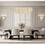 Люстра овальная с многослойными белыми и прозрачными подвесками Character Chandelier варинант исполнения - 6 | Loft Concept в Саратове