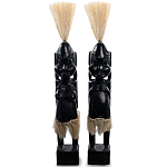 Комплект из 2-х деревянных статуэток Asmat Straw Headdress Statuettes Black варинант исполнения - 4 | Loft Concept в Саратове
