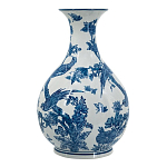 Ваза с мотивами цветущего сада с попугаями Blue Vase Inspired by Nature варинант исполнения - 2 | Loft Concept в Саратове