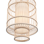 Подвесной светильник из деревянных прутьев с плафоном из натуральной ткани Light Inside the Cell варинант исполнения - 5 | Loft Concept в Саратове