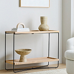 Консоль деревянной столешницей и полкой Wooden Table Top and Shelf варинант исполнения - 6 | Loft Concept в Саратове