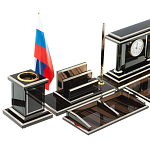 Настольный письменный набор с часами из природного камня обсидиана Team leader варинант исполнения - 3 | Loft Concept в Саратове