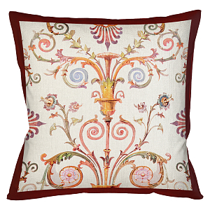 Декоративная подушка бежевая с растительным орнаментом Raffael Floral Beige Red Cushion