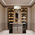 Люстра подвесная круглая с тканевым полупрозрачным абажуром и подвесками 4 лампы Gilded Elegance варинант исполнения - 8 | Loft Concept в Саратове