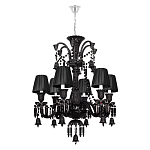 Люстра подвесная с плиссированными абажурами и множеством подвесок черного цвета Диаметр 62 см Lustre Reverie варинант исполнения - 1 | Loft Concept в Саратове