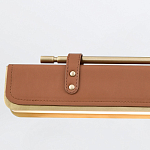 Подвесной светильник линейный латунного цвета в кожаном коричневом чехле и декоративными ремешками Alora варинант исполнения - 4 | Loft Concept в Саратове