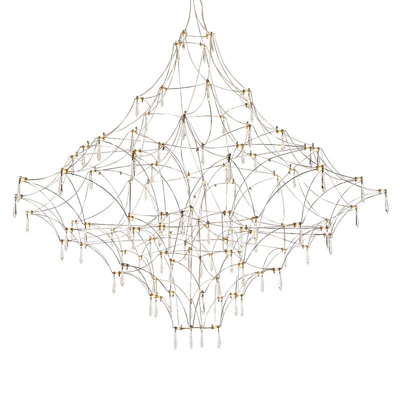 Люстра с тонким металлическим каркасом цвета хром Quasar Прозрачный Хром в Саратове | Loft Concept 