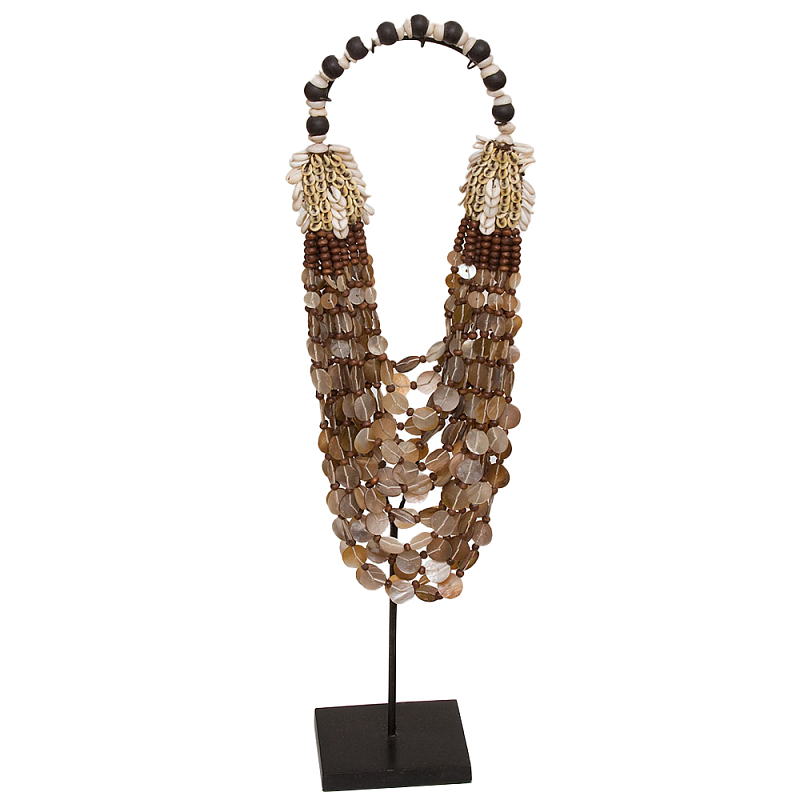 Этническое ожерелье из ракушек и круглых бусин Aboriginal Long Necklace Shells Коричневый Черный Бежевый Этническое ожерелье из ракушек и круглых бусин Aboriginal Long Necklace Shells Коричневый Черный Бежевый в Саратове | Loft Concept