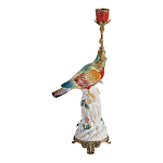 Подсвечник с попугаем из фарфора с бронзовыми элементами Eden Garden варинант исполнения - 3 | Loft Concept в Саратове