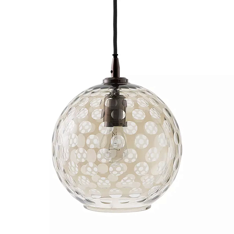 Подвесной светильник с плафоном в форме шара из стекла с рельефным узором Glass Pattern Lamp Коричневый в Саратове | Loft Concept 