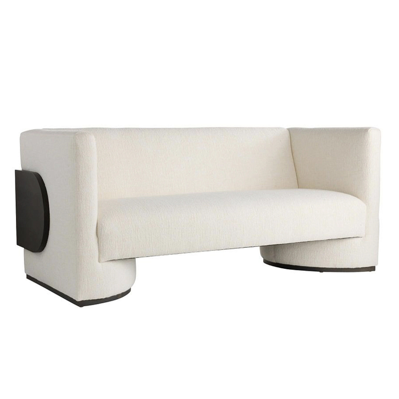 Дизайнерский Двухместный диван Florida Sofa с элегантным деревянным декором Белый Черный Дизайнерский Двухместный диван Florida Sofa с элегантным деревянным декором Белый Черный в Саратове | Loft Concept