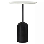 Кофейный столик с белой мраморной столешницей на черном основании Tall Coffee Black and White Table варинант исполнения - 3 | Loft Concept в Саратове