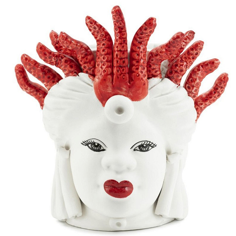 Ваза Vase Moro Lady Small Medusa Red Белый Красный Ваза Vase Moro Lady Small Medusa Red Белый Красный в Саратове | Loft Concept