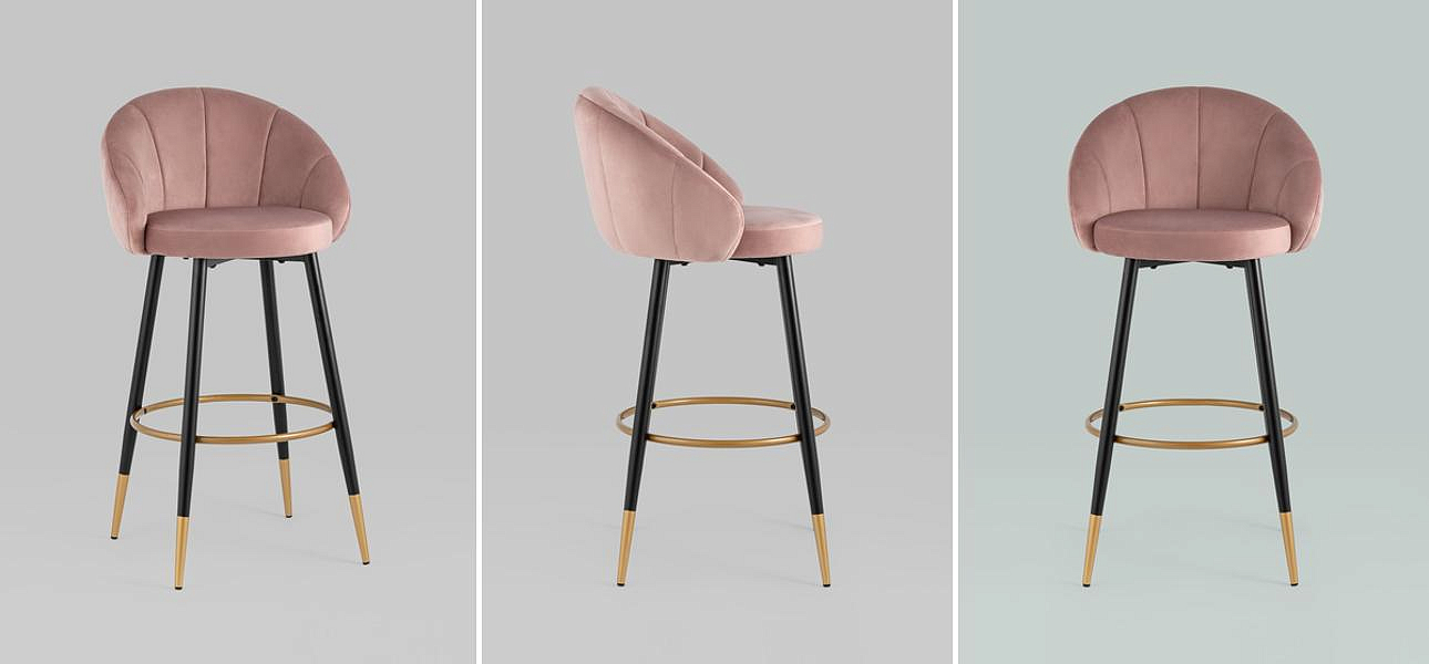 Барный Стул Alberto Chair Розовый Велюр Барный Стул Alberto Chair Розовый Велюр - Loft-Concept в Саратове