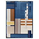 Панно из шнура Синяя геометрическая абстракция wall panel line Blue варинант исполнения - 4 | Loft Concept в Саратове