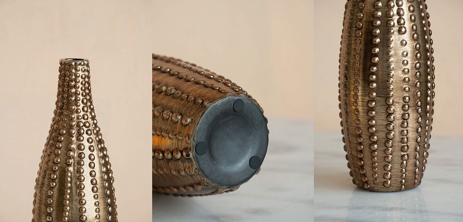 Ваза Ribbed Vase Narrow Throat bronze-gold 34 Ваза Ribbed Vase Narrow Throat bronze-gold 34 - Loft-Concept в Саратове