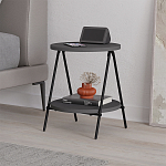 Стол приставной с 2-мя круглыми столешницами цвета антрацит ESSEL SIDE TABLE ANTHRACITE варинант исполнения - 3 | Loft Concept в Саратове