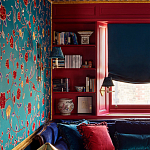 Обои с вышивкой ручной работы Flora Rio colourway on Liso Pine wool sateen варинант исполнения - 2 | Loft Concept в Саратове