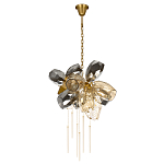 Люстра подвесная со стеклянными плафонами из дымчатого и золотистого с шестью вертикальными подвесками Gilded Mirage  варинант исполнения - 2 | Loft Concept в Саратове