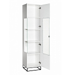 Шкаф-витрина белая с полками и стеклянной дверью Strict Lines варинант исполнения - 2 | Loft Concept в Саратове