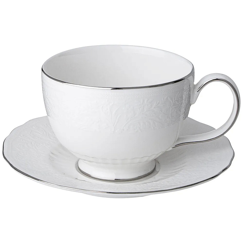 Чайная пара белого цвета из фарфора 280 мл Garden Whisper Porcelain Set Белый Чайная пара белого цвета из фарфора 280 мл Garden Whisper Porcelain Set Белый в Саратове | Loft Concept