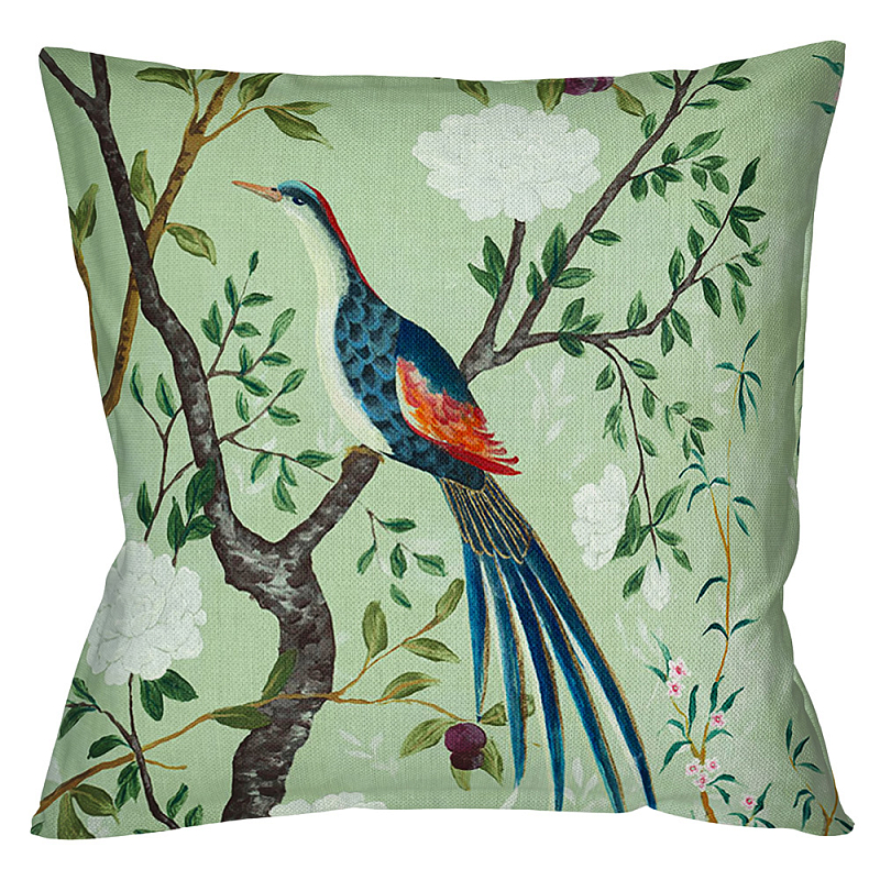 Декоративная подушка Beige and Green Chinoiserie 5 Зеленый шалфей Бежевый Декоративная подушка Beige and Green Chinoiserie 5 Зеленый шалфей Бежевый в Саратове | Loft Concept