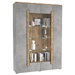 Шкаф-витрина с фасадом серого цвета 4-х дверная Grace of Furniture варинант исполнения - 1 | Loft Concept в Саратове