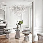 Люстра подвесная с прозрачными стеклянными подвесками в форме капель Диаметр 100 см Droplet Chandelier варинант исполнения - 21 | Loft Concept в Саратове