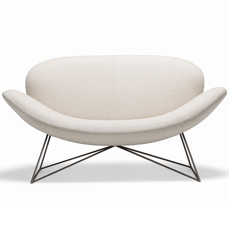 Дизайнерский двухместный диван Gio Ponti D.157.6 - DUE FOGLIE Sofa Молочный Черный Дизайнерский двухместный диван Gio Ponti D.157.6 - DUE FOGLIE Sofa Молочный Черный в Саратове | Loft Concept