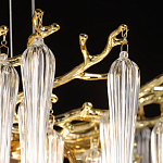 Люстра золотого цвета с декоративными ветками и длинными прозрачными стеклянными подвесами в форме сосулек Droplet Chandelier варинант исполнения - 6 | Loft Concept в Саратове