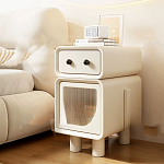 Тумбочка прикроватная с ящиком и стеклянной дверцей Робот Robot Bedside варинант исполнения - 2 | Loft Concept в Саратове