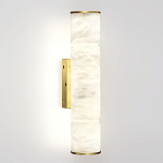 Бра с цилиндрическим плафоном из белого алебастра на прямоугольном основании Латунь Cryptocrystalline Stone варинант исполнения - 1 | Loft Concept в Саратове