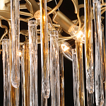 Люстра подвесная золотого цвета с разветвленными ветвями и прозрачными стеклянными подвесками Droplet Chandelier варинант исполнения - 5 | Loft Concept в Саратове