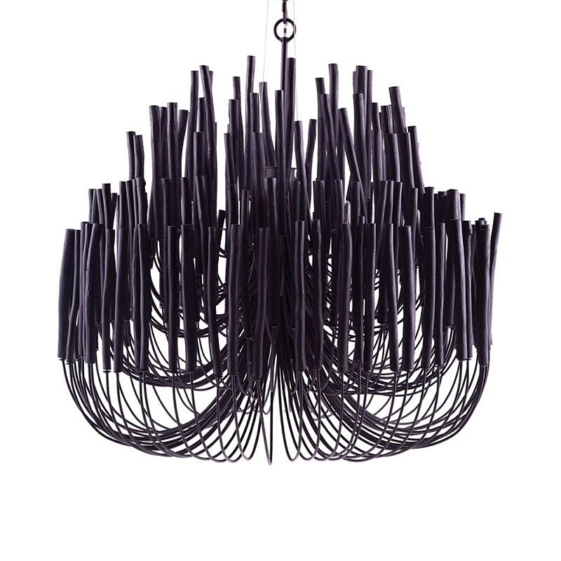 Люстра черная с несколькими ярусами деревянных палочек Bright Wooden Chandelier Черный Люстра черная с несколькими ярусами деревянных палочек Bright Wooden Chandelier Черный в Саратове | Loft Concept