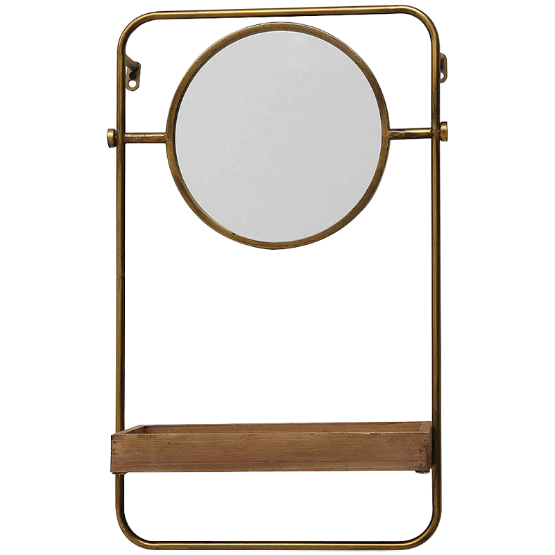 Настенное зеркало с полкой Roy Metal Mirror Коричневый Латунь Настенное зеркало с полкой Roy Metal Mirror Коричневый Латунь в Саратове | Loft Concept