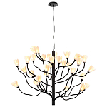 Люстра подвесная черного цвета с ветвями и белыми фарфоровыми цветами Floralis варинант исполнения - 11 | Loft Concept в Саратове
