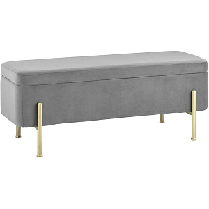 Банкетка с ящиком светло-серый велюр Sanjay Velour