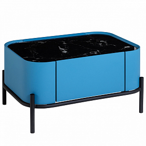 Тумба прикроватная чёрно-голубая с ящиком Blue Cabinet
