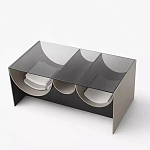 Дизайнерский журнальный стол с полукруглыми полками под столешницей Tiwoberoc варинант исполнения - 1 | Loft Concept в Саратове