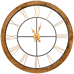 Часы настенные деревянные с римскими цифрами бронзового цвета Clock with History варинант исполнения - 1 | Loft Concept в Саратове