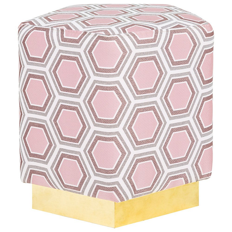 Пуф Hexagon Pink Geometry Латунь Розовый пастельный Белый в Саратове | Loft Concept 